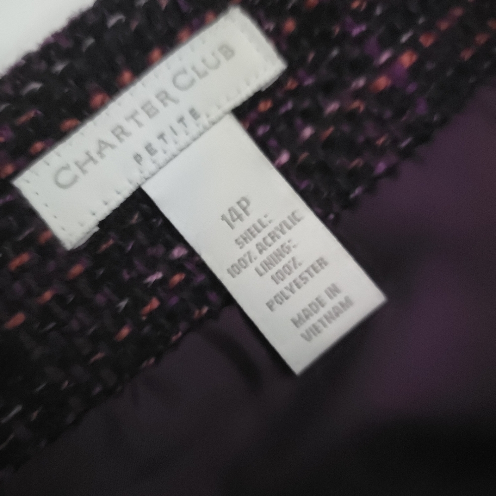 Charter Club Elegant Purple Tweed Women's Skirt Sz 14p - Picture 5 of 9
